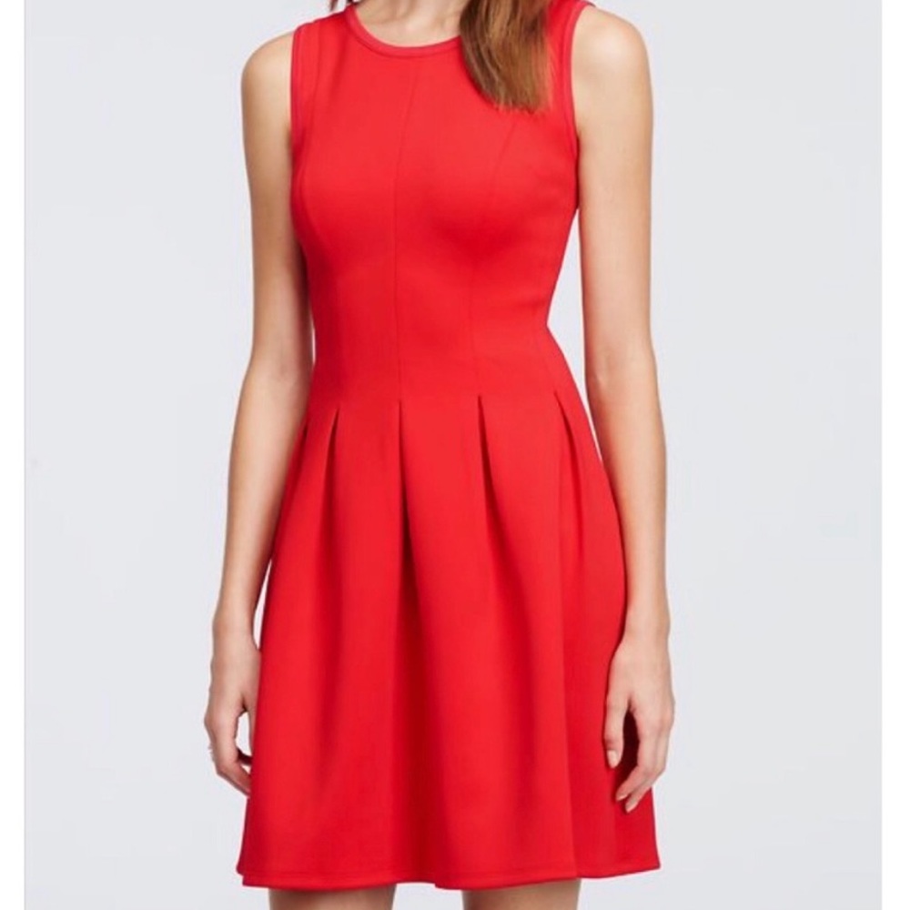 Ann Taylor Red Pleated Flare Dress NWT - Picture 5 of 5